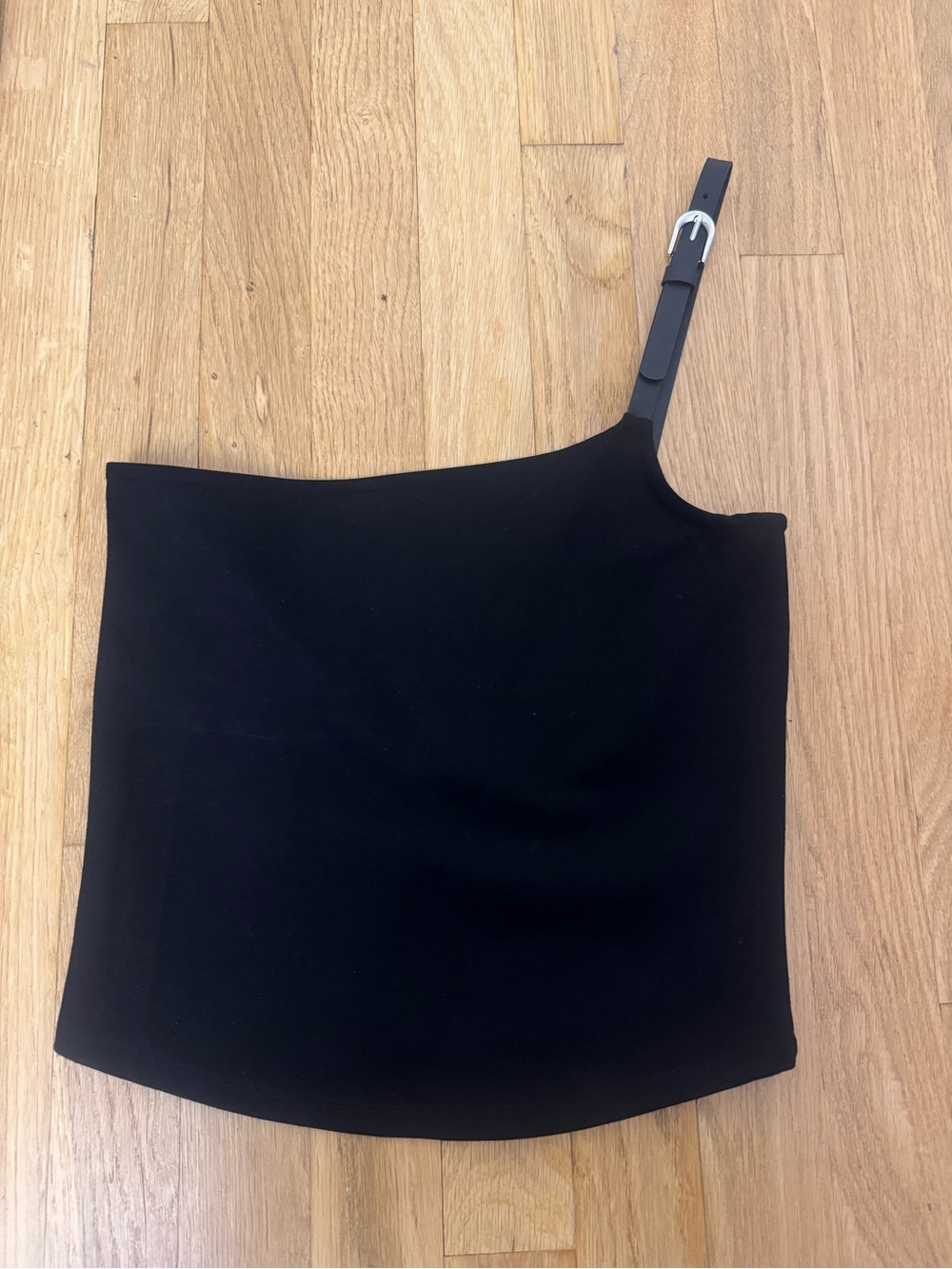 Zara Black One-Shoulder Top with Buckle Strap